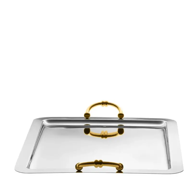Designer Gold and Stainless Steel Ferrara Large Tray Designer Gold and Stainless Steel Ferrara Large Tray
