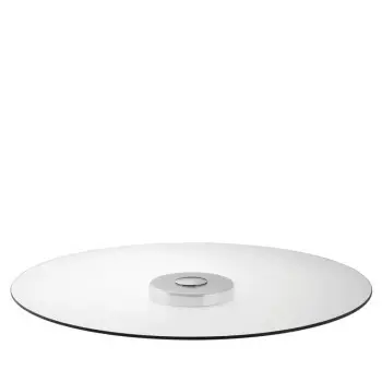 Designer Glass with Stainless Steel Palmi Rotatory Platter 37 cm