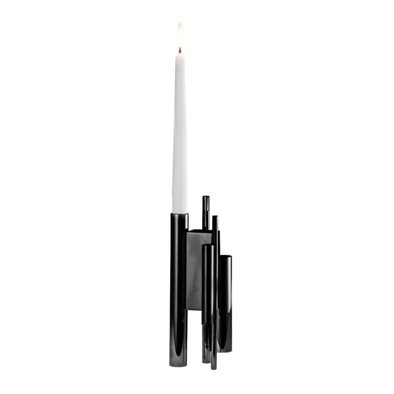 Designer Stainless Steel Manhattan Candlestick with 1 Candle - Riva
