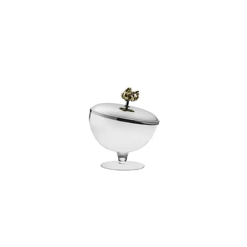 Designer Stainless Steel Dessert Bowl with Pyrite Stone Designer Stainless Steel Dessert Bowl with Pyrite Stone
