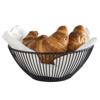 APS Basket 7-7/8" dia. round black metal stackable Svart