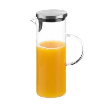 APS Carafe 50-3/4 oz. clear glass w/ SS lid handled drip-free - Case of 12