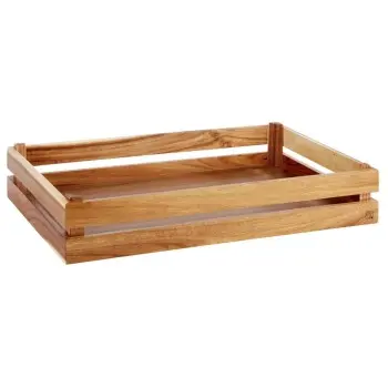 APS Superbox Foundation Gastronorm 1/1 21-7/8" x 13-7/8" x 4-1/4" acacia wood caramel