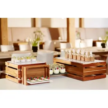 APS Superbox Foundation Gastronorm 1/1 21-7/8" x 13-7/8" x 4-1/4" acacia wood caramel