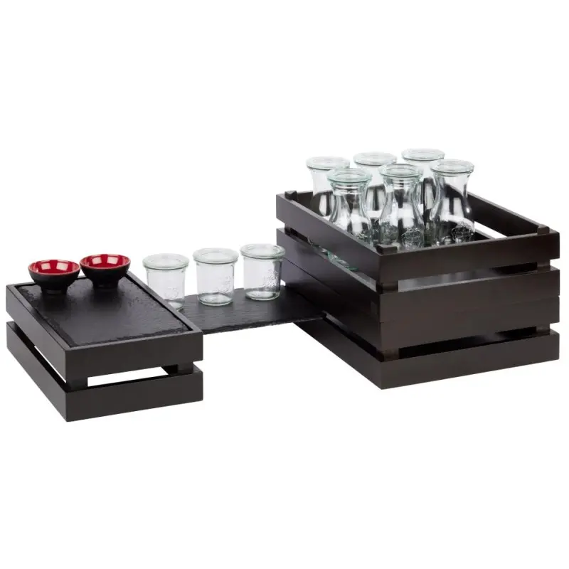 APS Superbox Foundation Gastronorm 1/2 13-7/8" x 11-1/2" x 4-1/4" acacia wood black