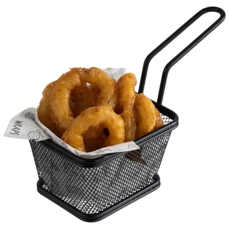 APS Fry Basket 3-7/8" x 3-3/8" black matte stainless steel Snackholder