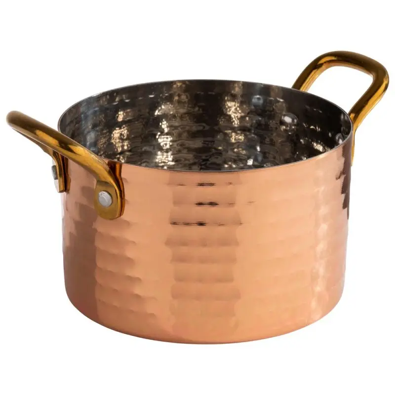 APS Serving Pot 20 oz. copper/aluminum hammered finish round Mumbai APS Serving Pot 20 oz. copper/aluminum hammered finish round Mumbai
