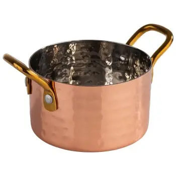 APS Serving Pot 10 oz. copper/aluminum hammered finish round Mumbai