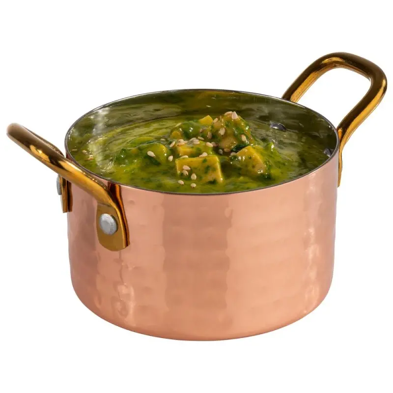 APS Serving Pot 10 oz. copper/aluminum hammered finish round Mumbai