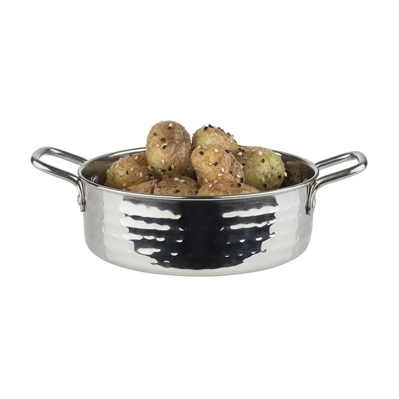 APS Serving Pot 25.3 oz. stainless steel hammered finish round Mumbai APS Serving Pot 25.3 oz. stainless steel hammered finish round Mumbai