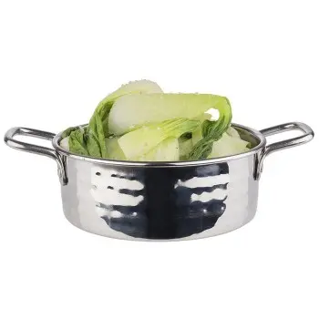 APS Serving Pot 18.5 oz. stainless steel hammered finish round Mumbai