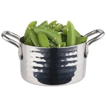 APS Serving Pot 10 oz. stainless steel hammered finish round Mumbai