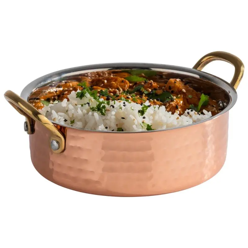 APS Serving Pot 23.5 oz. copper/aluminum hammered finish round Mumbai APS Serving Pot 23.5 oz. copper/aluminum hammered finish round Mumbai