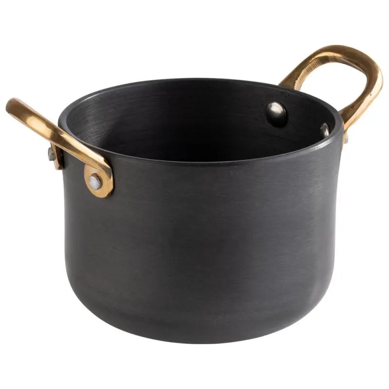 APS Serving Pot 20.2 oz. matte grey/aluminum hammered finish round