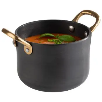APS Serving Pot 20.2 oz. matte grey/aluminum hammered finish round