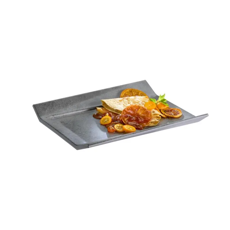 APS Tray Gastronorm 1/2 12.875" x 10.5" x 1.5" H melamine dark patterned concrete Element - Case of 4
