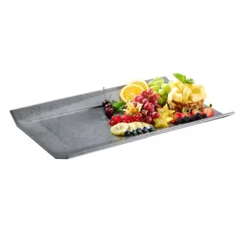 APS Tray Gastronorm 1/1 20.875" x 12.875" x 1.5" H melamine dark patterned concrete Element - Case of 4