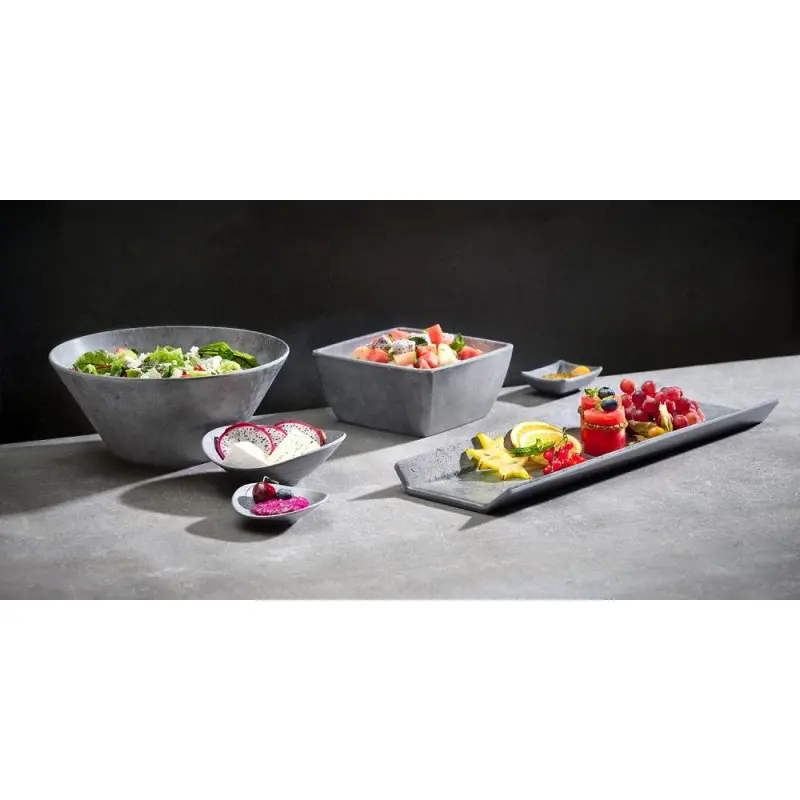 APS Tray Gastronorm 1/1 20.875" x 12.875" x 1.5" H melamine dark patterned concrete Element - Case of 4