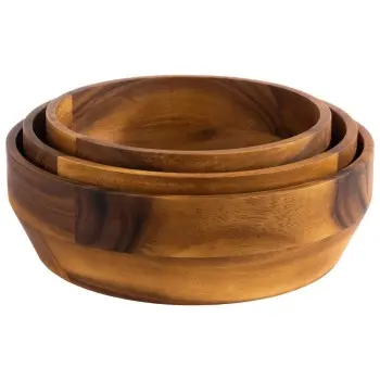 APS Bowl 101 oz. 10.625" diameter x 3.375" height round wood Acacia - Case of 12