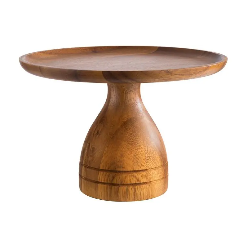 APS Cake Stand 9.5" dia. x 6.375" H acacia