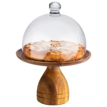 APS Cake Stand 9.5" dia. x 6.375" H acacia