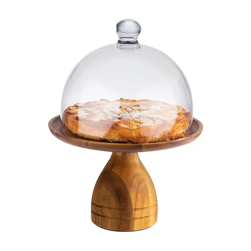 APS Cake Stand 9.5" dia. x 6.375" H acacia