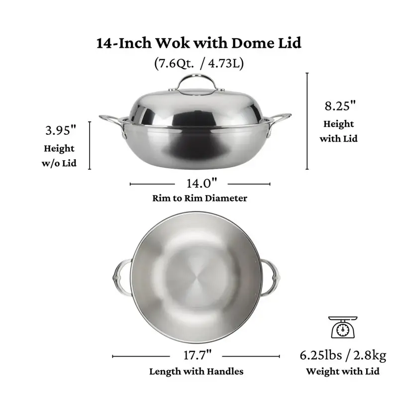 Hestan 7.5qt - 14" Covered Wok (36cm) - Set of 2