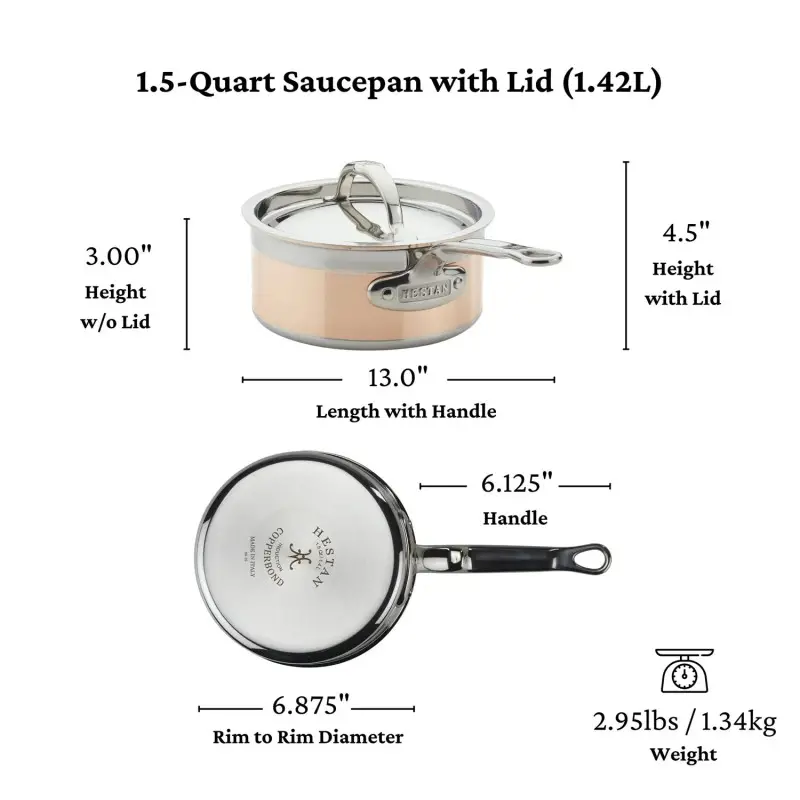 Hestan 1.5qt Covered Saucepan (16cm) - Set of 2
