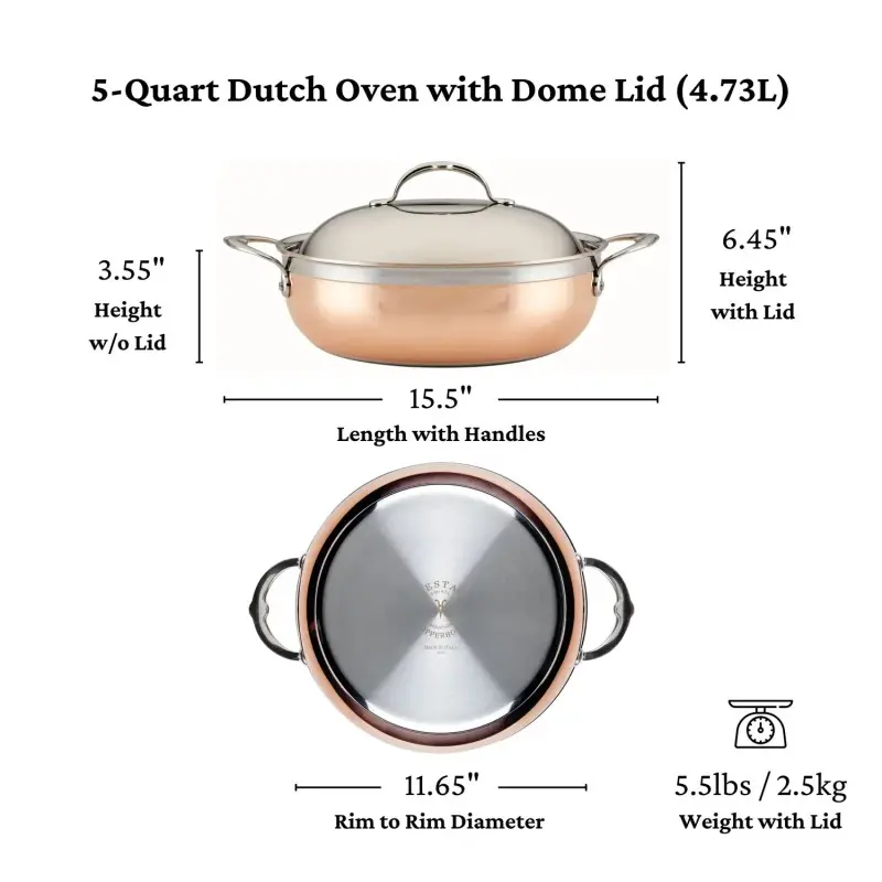 Hestan 5.0qt Dutch Oven w/Dome Lid (28cm) - Set of 2 Hestan 5.0qt Dutch Oven w/Dome Lid (28cm) - Set of 2
