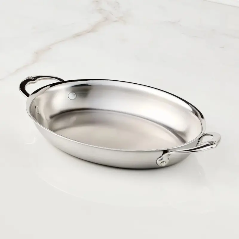 Hestan 2.0qt OVAL Medium Clad Stainless Steel Au Gratin (64oz, 12.5" x 9.0") - Set of 2 Hestan 2.0qt OVAL Medium Clad Stainless Steel Au Gratin (64oz, 12.5" x 9.0") - Set of 2