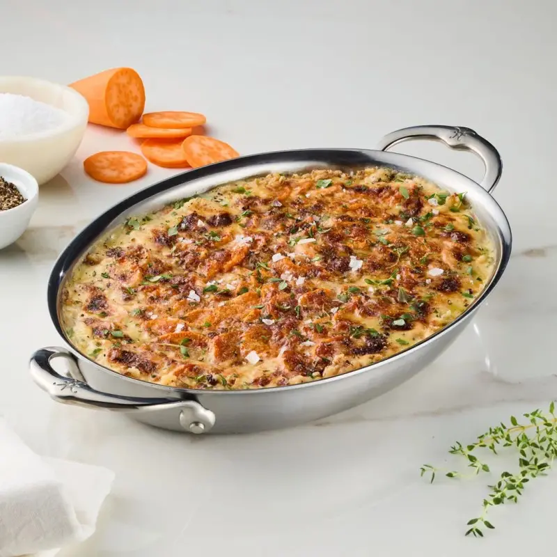 Hestan 2.0qt OVAL Medium Clad Stainless Steel Au Gratin (64oz, 12.5" x 9.0") - Set of 2 Hestan 2.0qt OVAL Medium Clad Stainless Steel Au Gratin (64oz, 12.5" x 9.0") - Set of 2