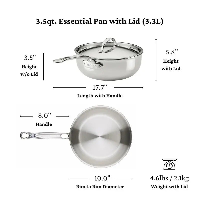 Hestan 3.5qt Covered Essential Pan (24cm) - Set of 2 Hestan 3.5qt Covered Essential Pan (24cm) - Set of 2