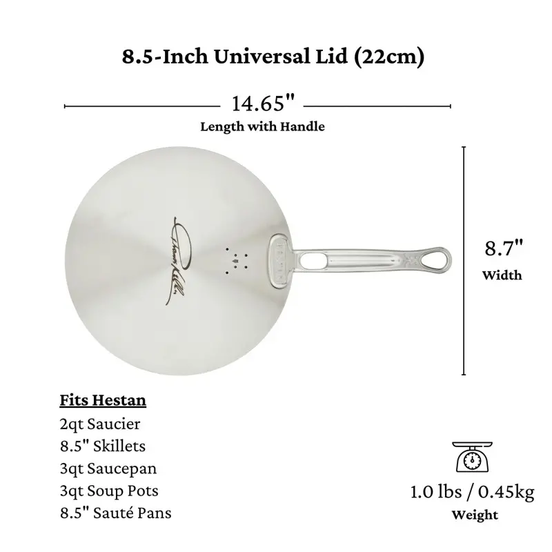 Hestan 22cm/8.5" Universal SS Lid - Set of 2 Hestan 22cm/8.5" Universal SS Lid - Set of 2