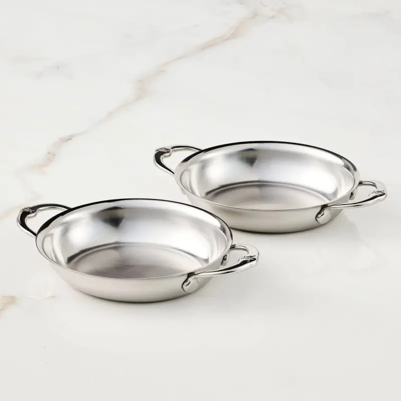 Hestan Set of 2, Stainless Steel 13oz Oval Au Gratin, Small (6.5" x 5.5" each) - Set of 2 Hestan Set of 2, Stainless Steel 13oz Oval Au Gratin, Small (6.5" x 5.5" each) - Set of 2