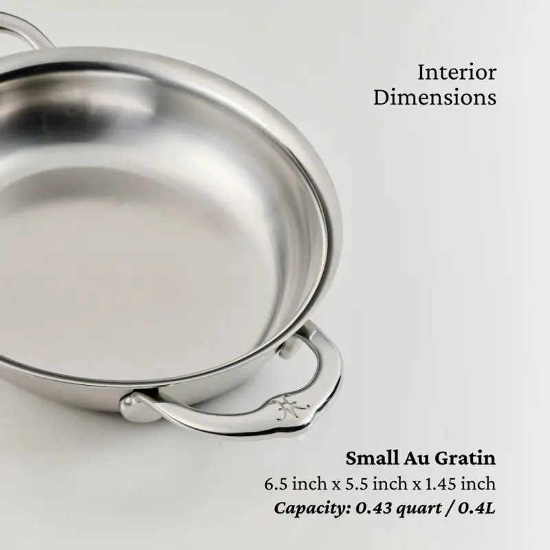 Hestan Set of 2, Stainless Steel 13oz Oval Au Gratin, Small (6.5" x 5.5" each) - Set of 2 Hestan Set of 2, Stainless Steel 13oz Oval Au Gratin, Small (6.5" x 5.5" each) - Set of 2
