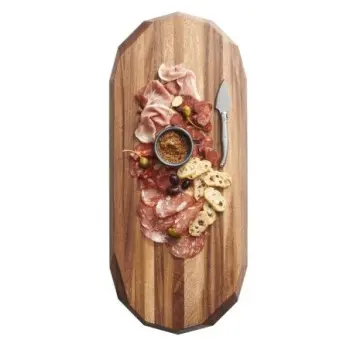 Creations Wood Oval Faceted Acacia Board 28 in x 12 in x 2 in - Set of 2