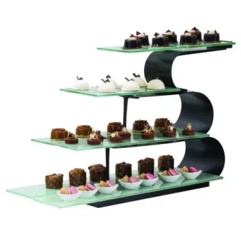 DW Haber 4 Tier Wave Display Set Black with Frosted Glass