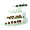 DW Haber 4 Tier Wave Display Set White with Frosted Glass