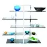 DW Haber 5 Tier Rectangle Riser Polished Aluminum with 36 in x 11 in x 41 in Black/Smoke Glass Shelves