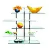DW Haber 5 Tier Rectangle Riser Polished Aluminum with 36 in x 11 in x 41 in Clear Glass Shelves