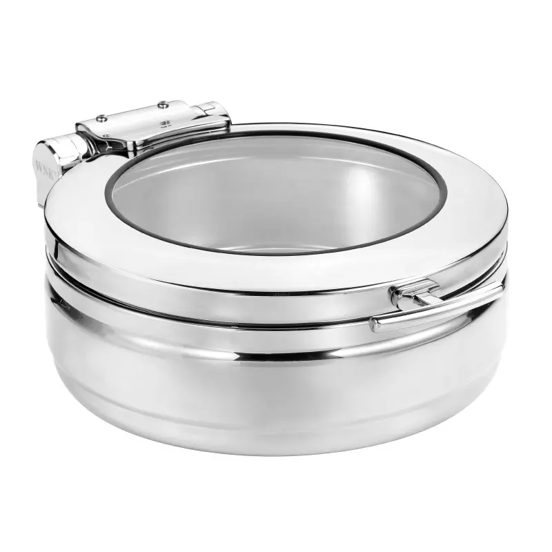 WNK HW/Buffet Round indux Chafer with Glass Lid & S/S insert 14 3/4 in x 18 7/8 in x 6 3/4 in (5 1/2 qts) Diva