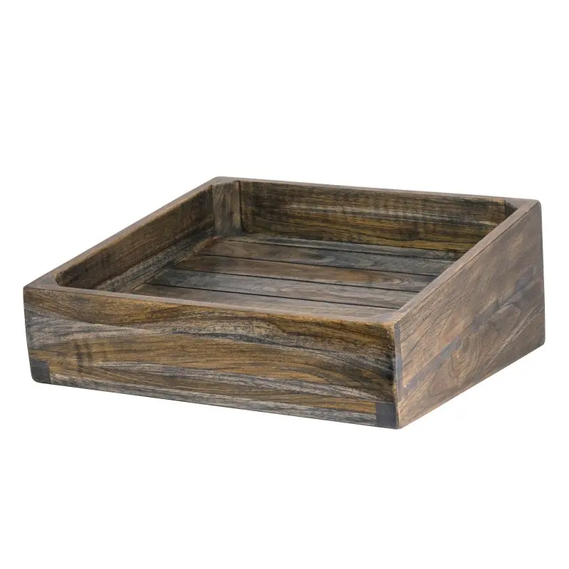 DW Haber Fusion Wood Slatted Angle Basket 14 in x 14 in Ash Grey DW Haber Fusion Wood Slatted Angle Basket 14 in x 14 in Ash Grey