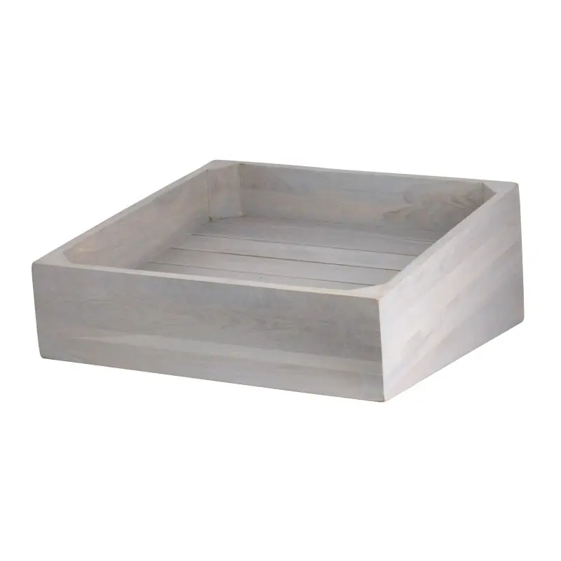 DW Haber Fusion Wood Slatted Angle Basket 14 in x 14 in Grey Wash DW Haber Fusion Wood Slatted Angle Basket 14 in x 14 in Grey Wash