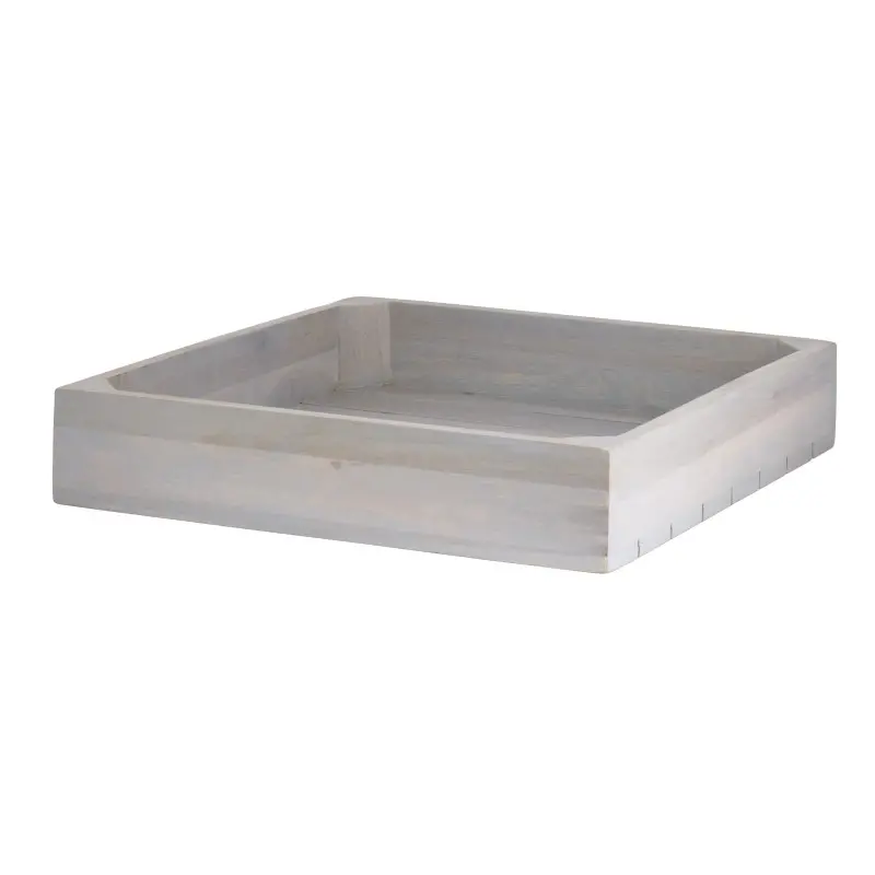 DW Haber Fusion Wood Slatted Flat Basket 14 in x 14 in Grey Wash