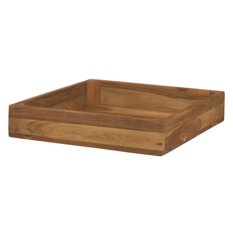 DW Haber Fusion Wood Slatted Flat Basket 14 in x 14 in Teak