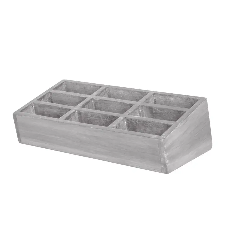 DW Haber Angled Condiment Caddy Nine Compartment 12 3/4 in x 6 1/2 in x 4 in Grey Wash DW Haber Angled Condiment Caddy Nine Compartment 12 3/4 in x 6 1/2 in x 4 in Grey Wash