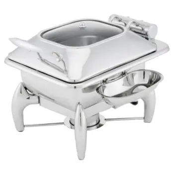 Walco HW/Buffet Rectangle Chafer with Glass Lid And Stand 18 1/2 in x 13 1/2 in x 16 1/2 in (4 qt) Idol Buffet