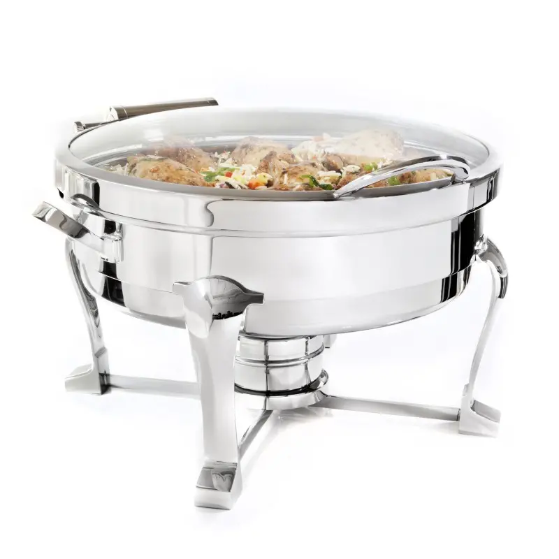 DW Haber Chafer Millennium 2 Gal Round Full Glass Hinged Stainless Steel DW Haber Chafer Millennium 2 Gal Round Full Glass Hinged Stainless Steel