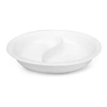 DW Haber Food Pan S Divided (2 Gal) Round Ceramic White