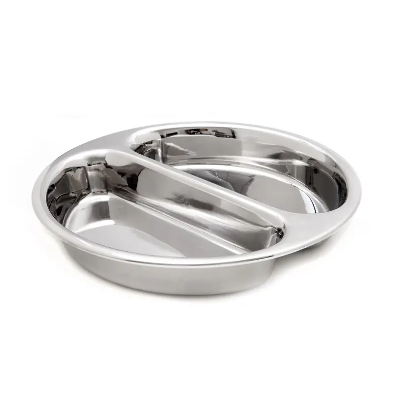 DW Haber Food Pan Divided (4 qt) Round Chafer Stainless Steel
